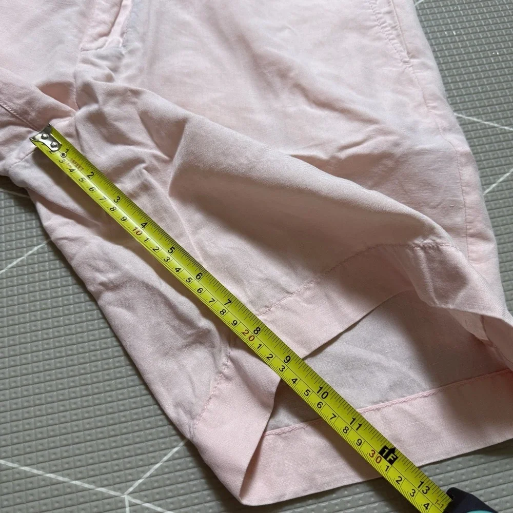 Faherty Men's Linen Cotton Blend Shorts 34 Light Pink 9